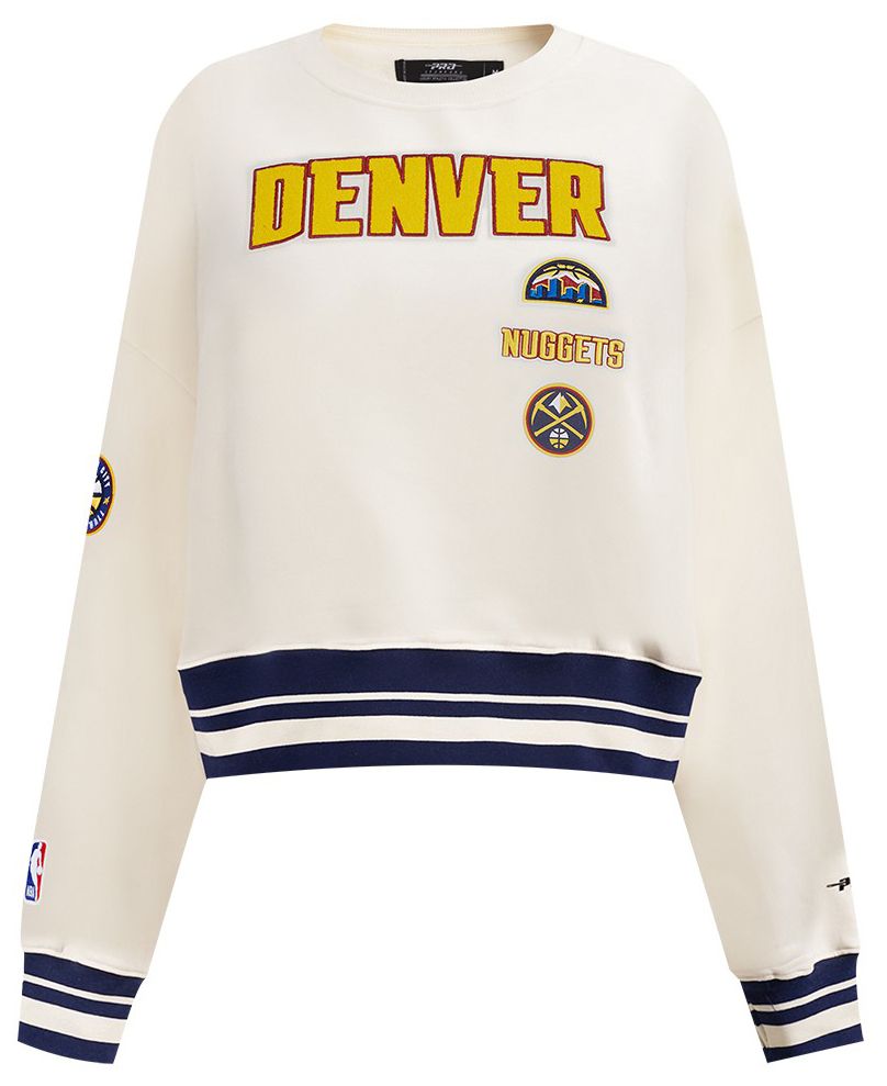 Pro Standard Women's Denver Nuggets Off White Retro Classic Fleece Crewneck Sweatshirt product image