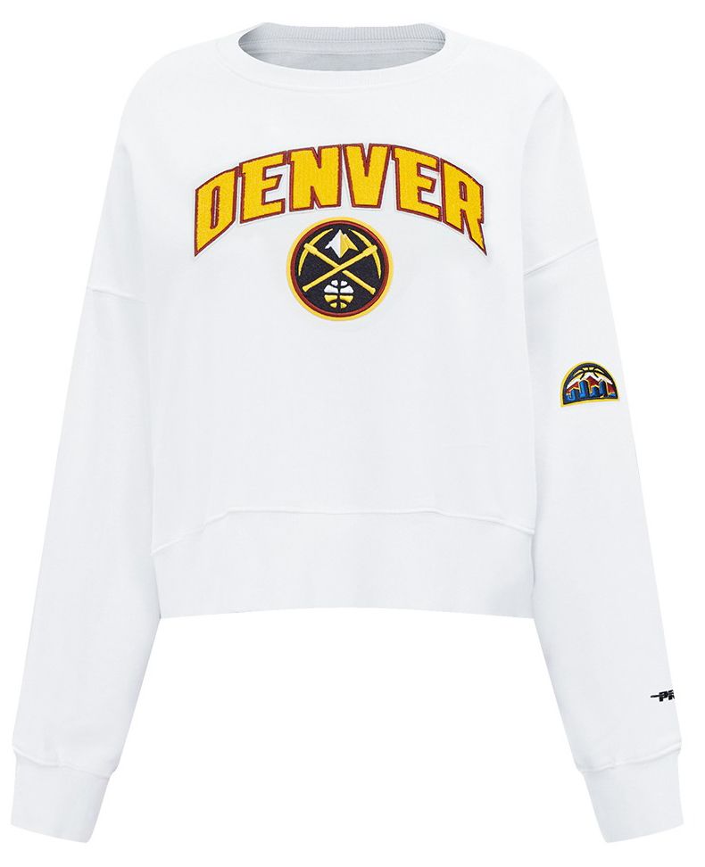 Pro Standard Women's Denver Nuggets White Classic Fleece Crewneck Sweatshirt product image