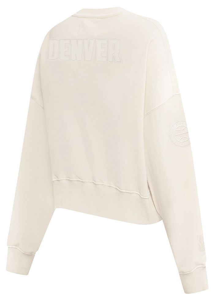 Pro Standard Women's Denver Nuggets Off White Neutral Fleece Crewneck Sweatshirt product image