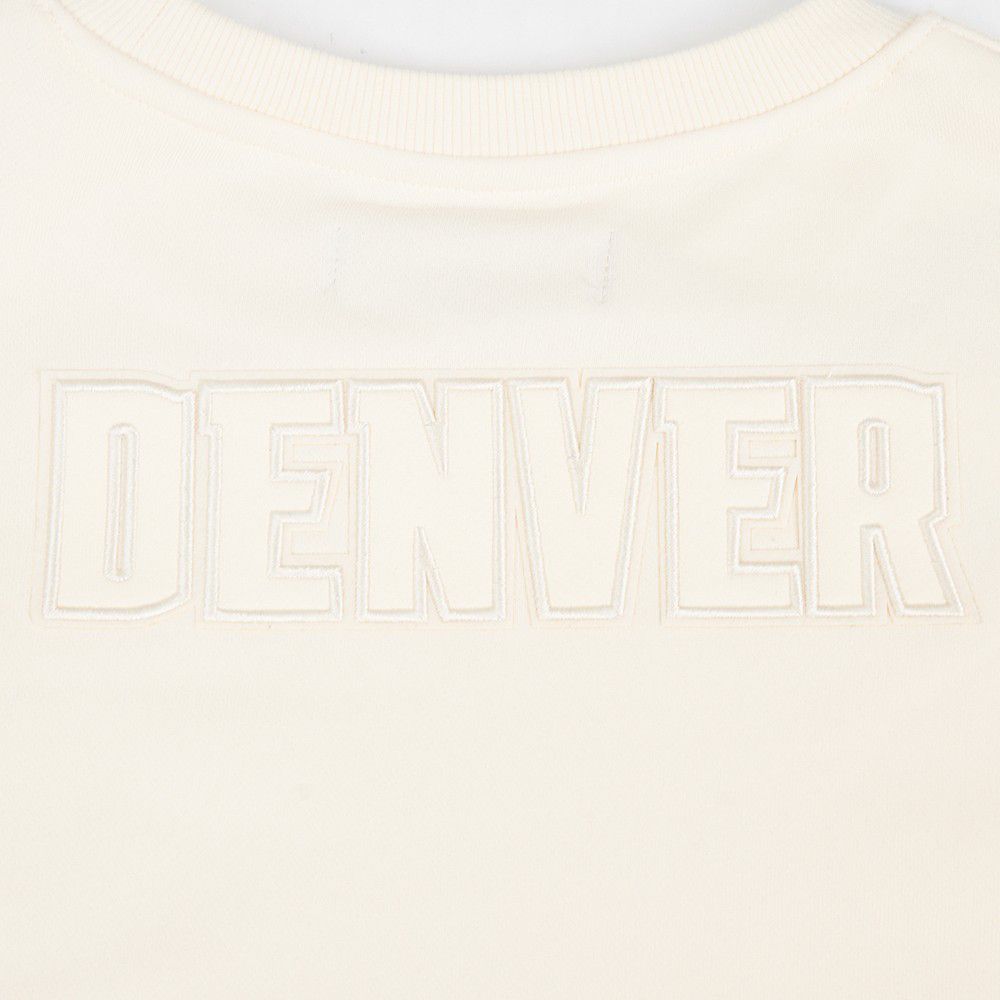 Pro Standard Women's Denver Nuggets Off White Neutral Fleece Crewneck Sweatshirt product image