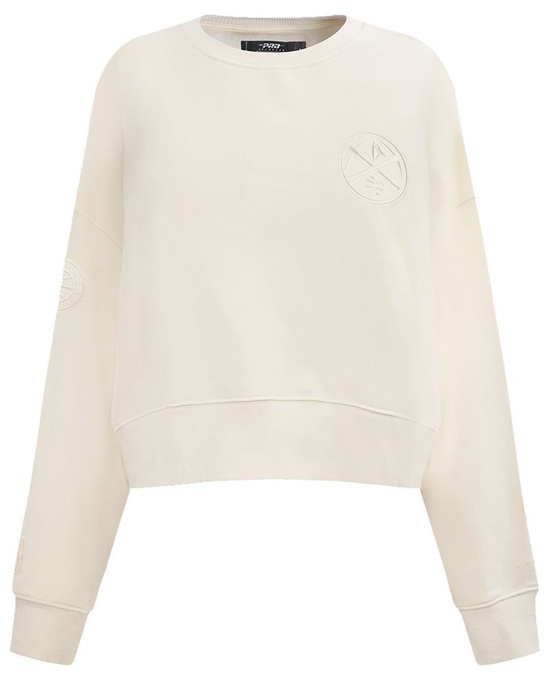 Pro Standard Women's Denver Nuggets Off White Neutral Fleece Crewneck Sweatshirt product image