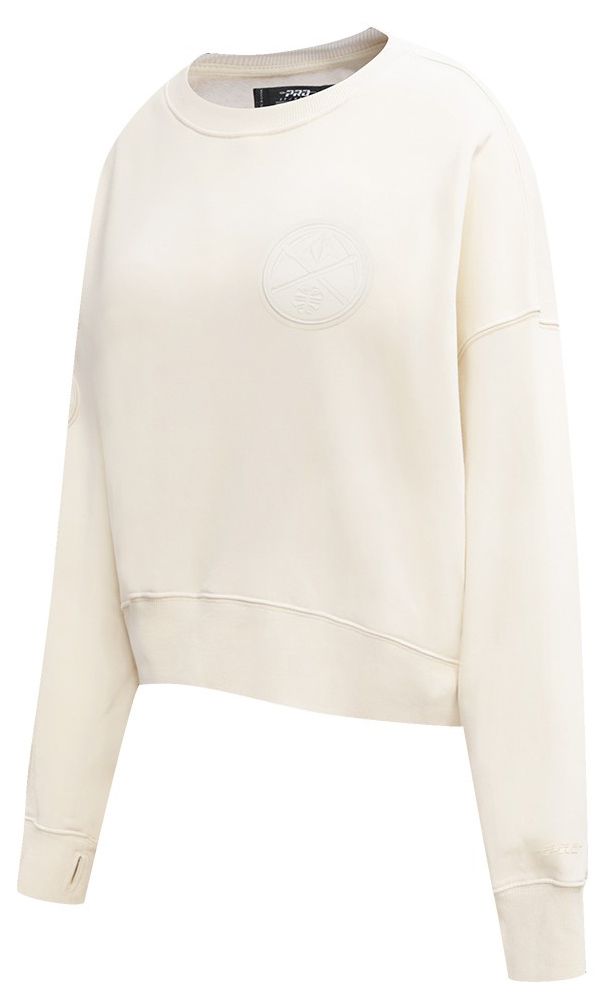 Pro Standard Women's Denver Nuggets Off White Neutral Fleece Crewneck Sweatshirt product image