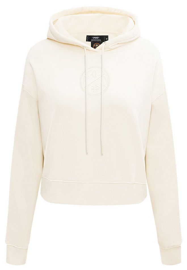 Pro Standard Women's Denver Nuggets Off White Neutral Cropped Fleece Pullover Hoodie product image