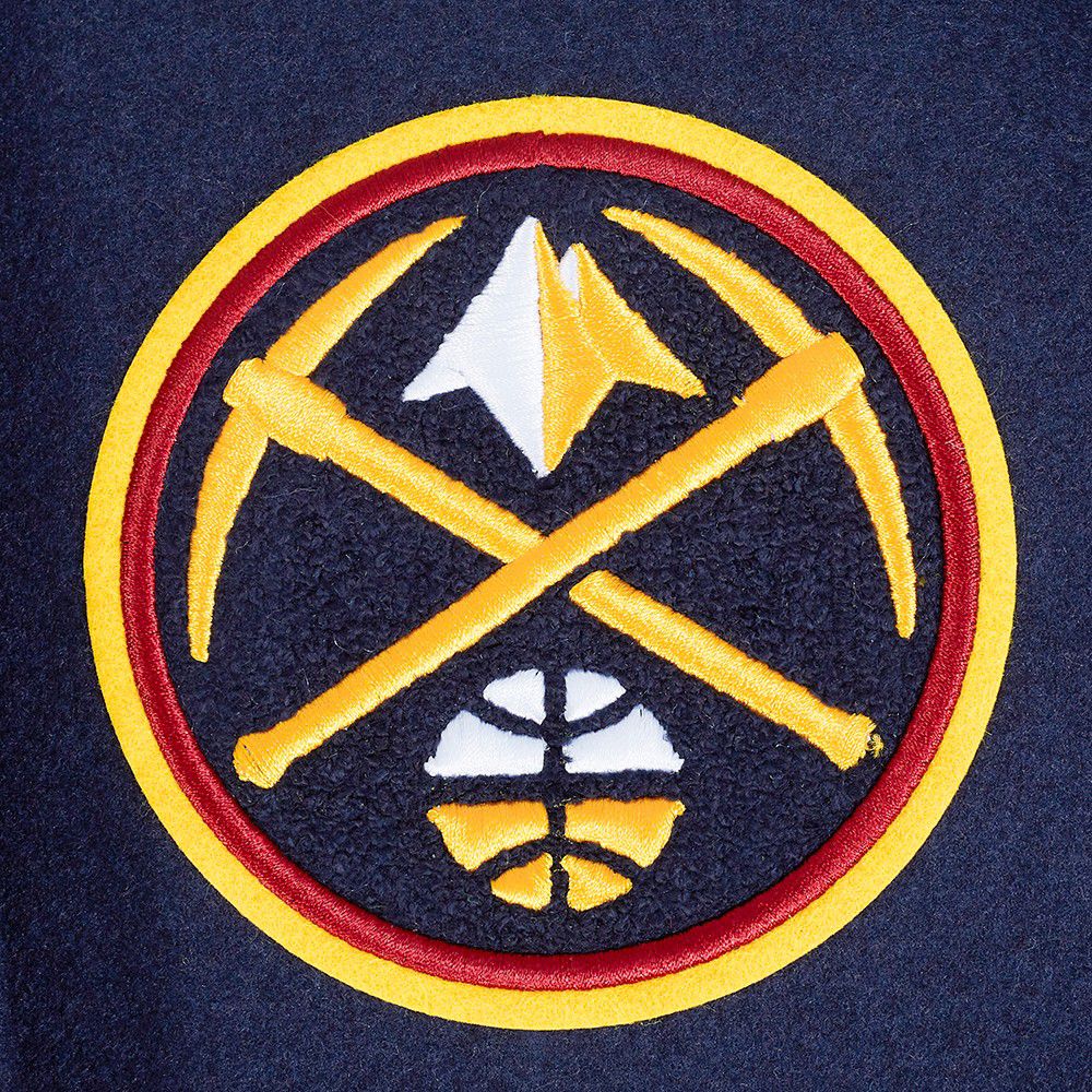 Pro Standard Women's Denver Nuggets Navy Script Tail Wool Varsity Jacket product image