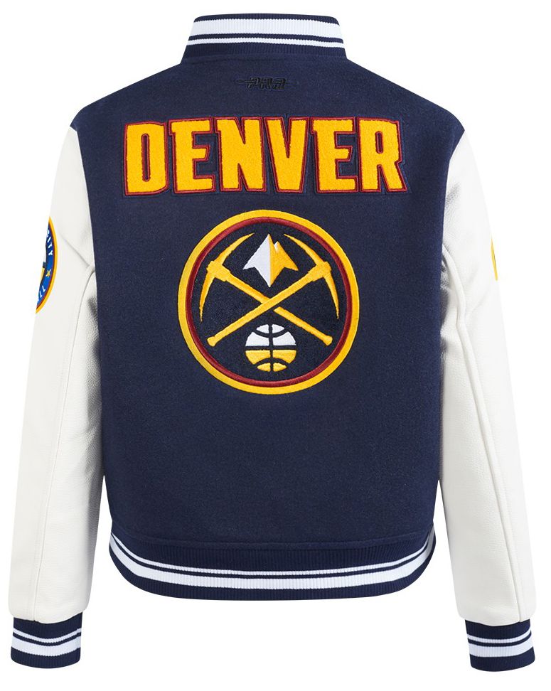 Pro Standard Women's Denver Nuggets Navy Classic Rib Wool Varsity Jacket product image