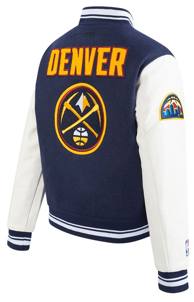 Pro Standard Women's Denver Nuggets Navy Classic Rib Wool Varsity Jacket product image