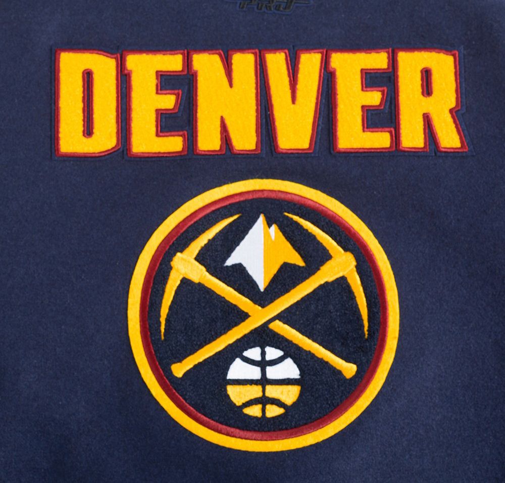 Pro Standard Women's Denver Nuggets Navy Classic Rib Wool Varsity Jacket product image
