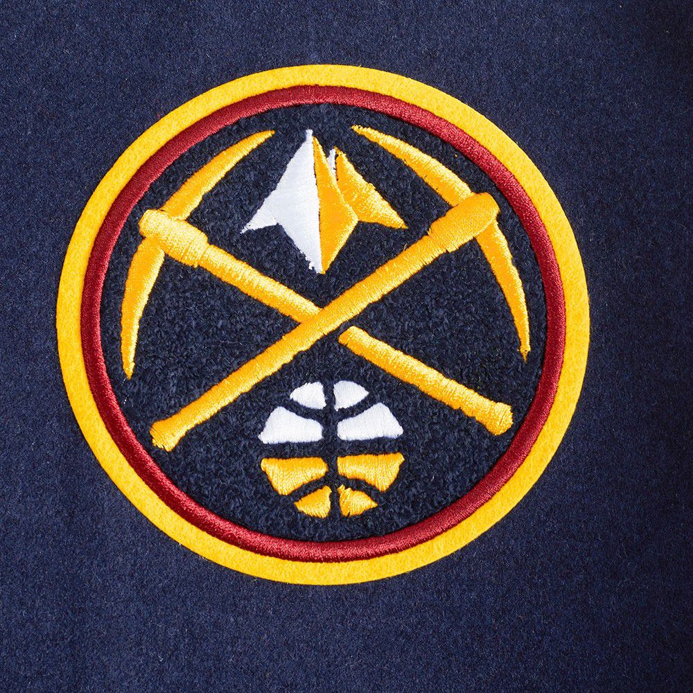 Pro Standard Women's Denver Nuggets Navy Classic Rib Wool Varsity Jacket product image