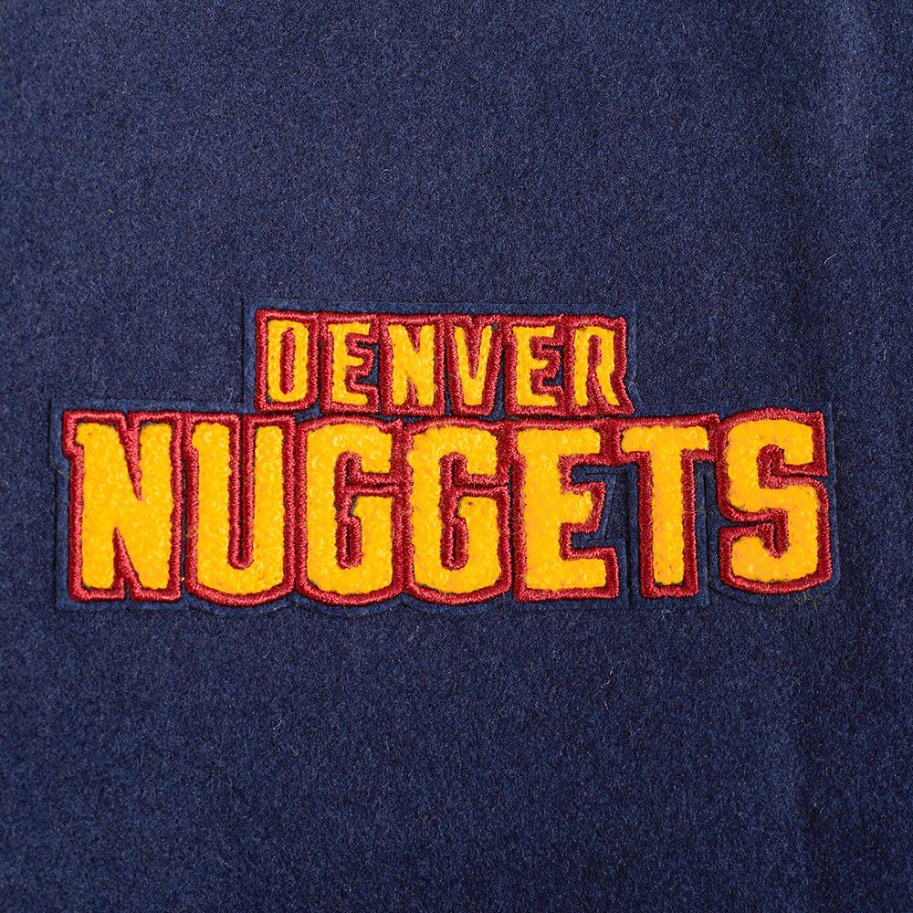 Pro Standard Women's Denver Nuggets Navy Classic Rib Wool Varsity Jacket product image