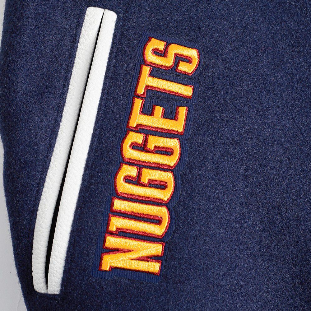 Pro Standard Women's Denver Nuggets Navy Classic Rib Wool Varsity Jacket product image