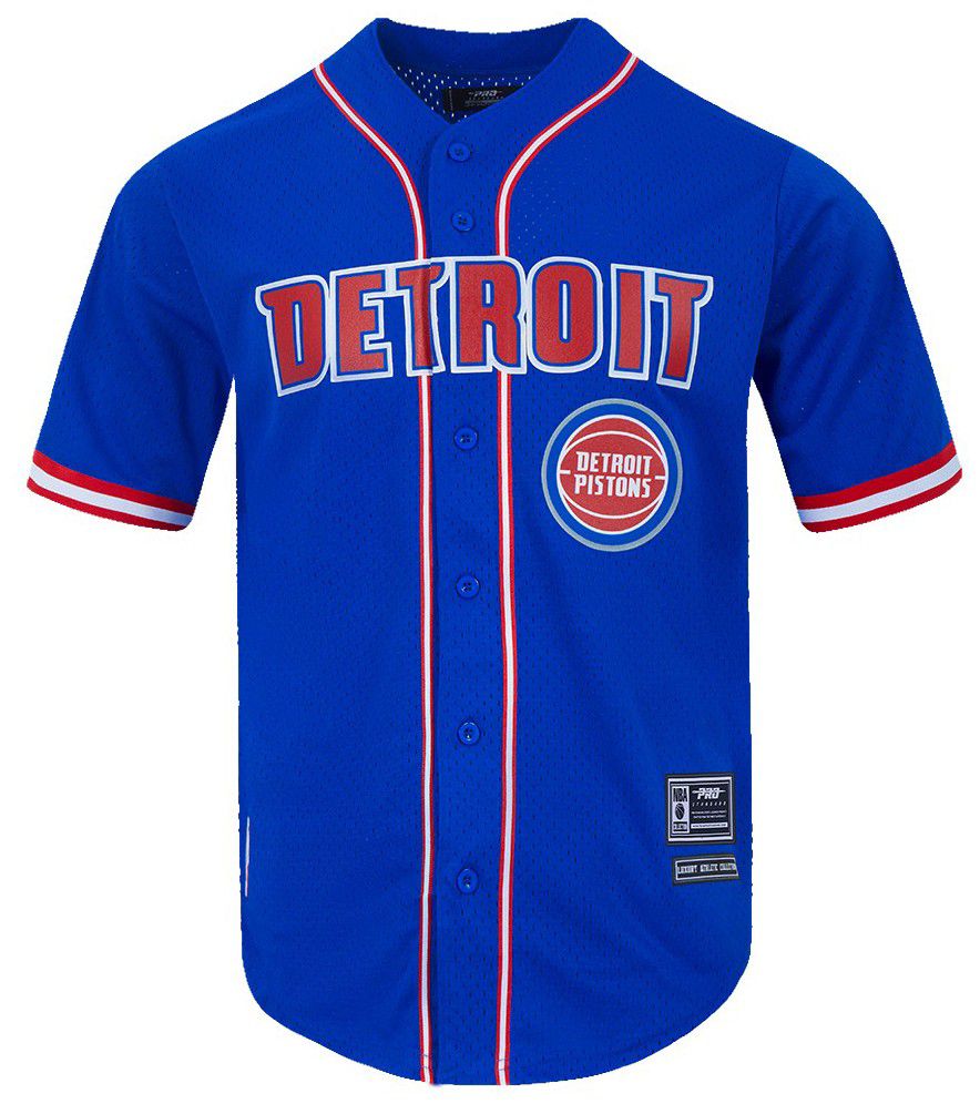 Pro Standard Men's Detroit Pistons Blue Script Button Down Shirt product image