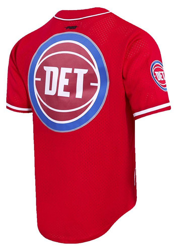 Pro Standard Men's Detroit Pistons Red Script Tail Mesh Button Down Shirt product image
