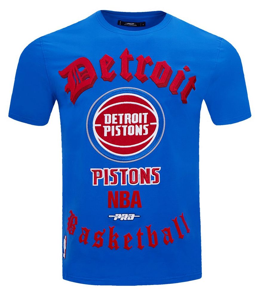 Pro Standard Men's Detroit Pistons Blue Old English Short Sleeve T-Shirt product image