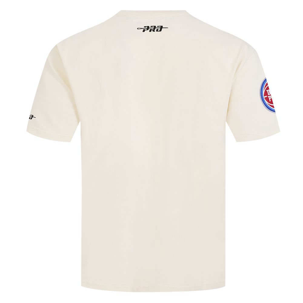 Pro Standard Men's Detroit Pistons Off White Script Drop Shoulder T-Shirt product image