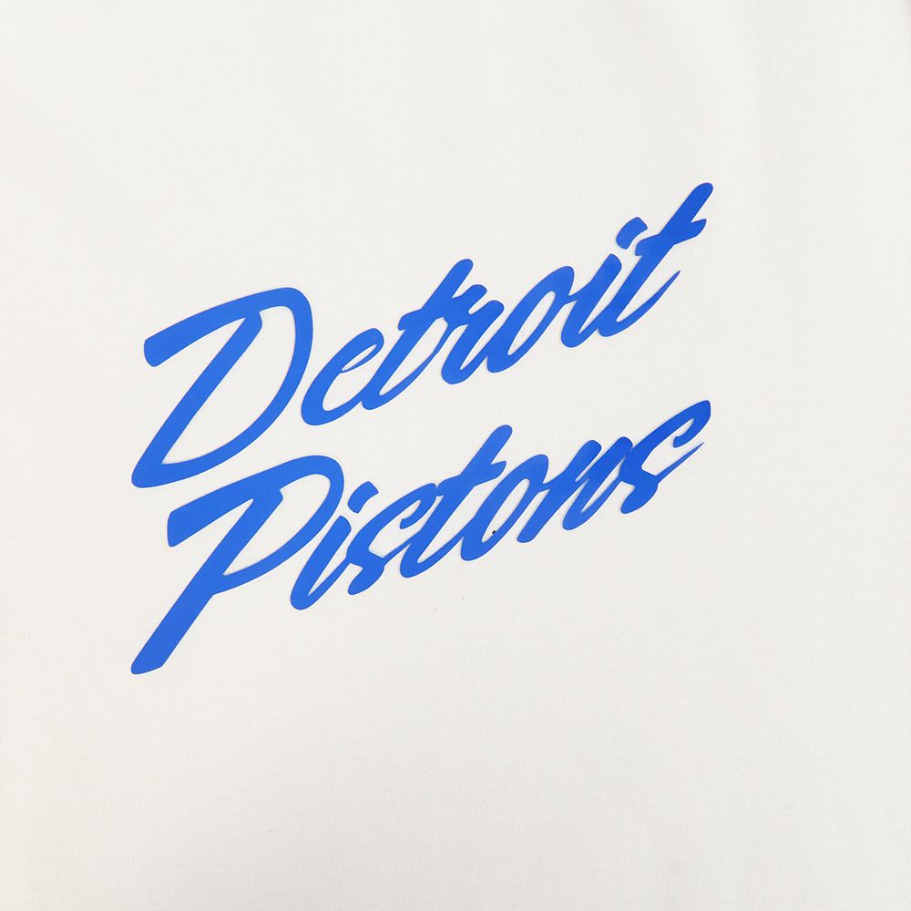 Pro Standard Men's Detroit Pistons Off White Script Drop Shoulder T-Shirt product image