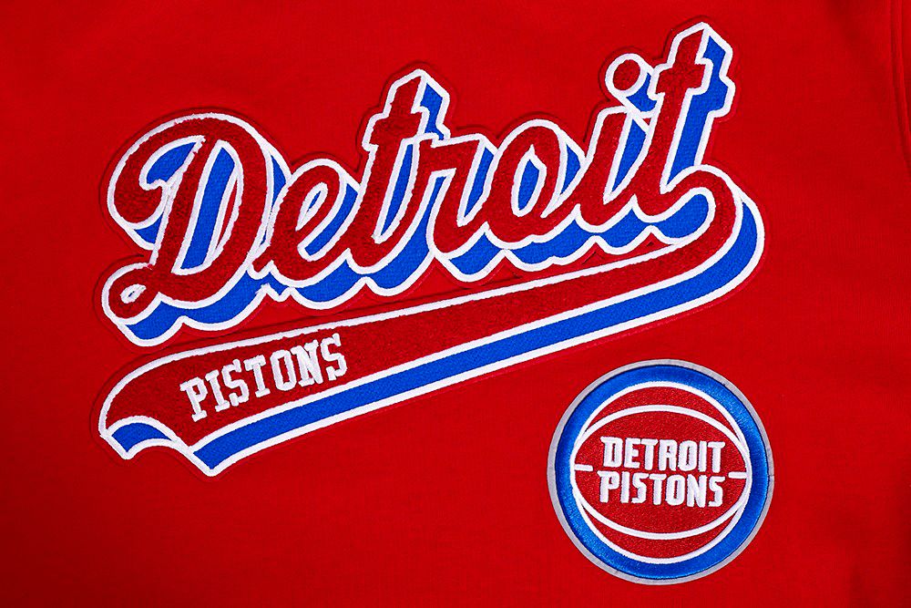 Pro Standard Men's Detroit Pistons Red Script Tail Fleece Pullover Hoodie product image