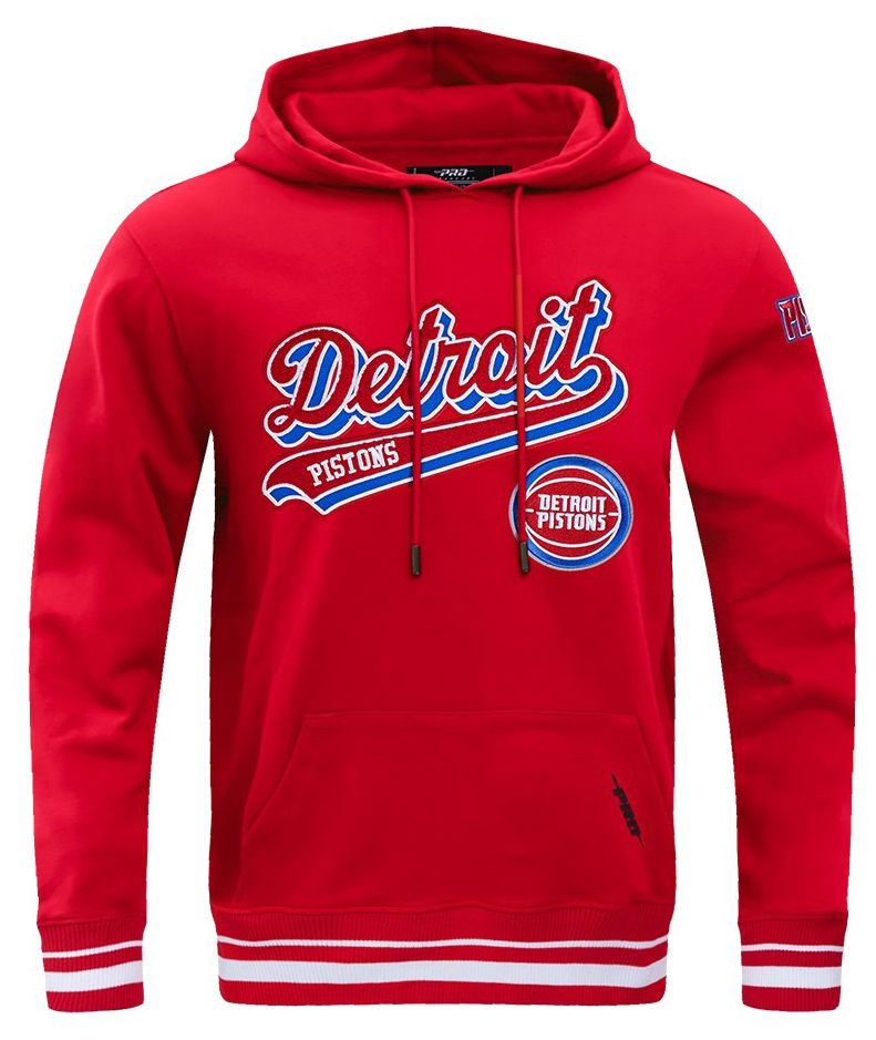 Pro Standard Men's Detroit Pistons Red Script Tail Fleece Pullover Hoodie product image