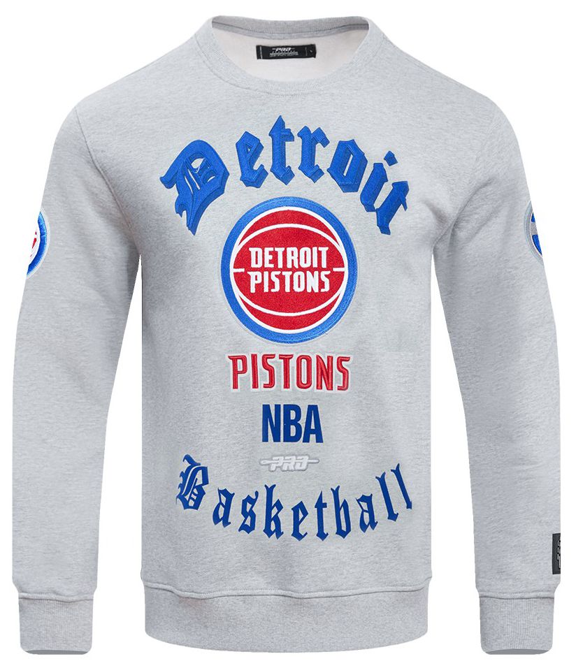 Pro Standard Men's Detroit Pistons Grey Old English Fleece Crewneck Sweatshirt product image