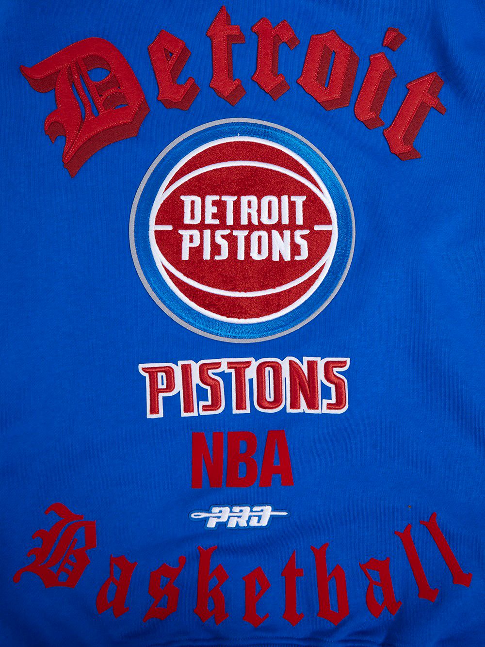 Pro Standard Men's Detroit Pistons Blue Old English Fleece Crewneck Sweatshirt product image