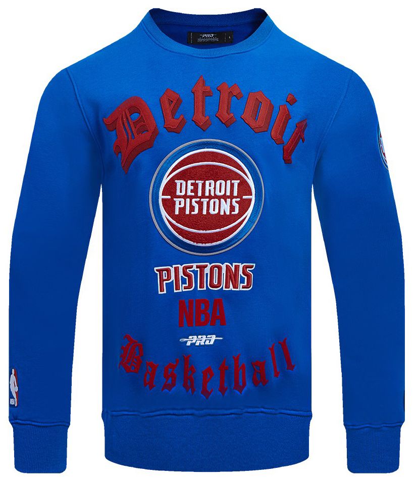 Pro Standard Men's Detroit Pistons Blue Old English Fleece Crewneck Sweatshirt product image