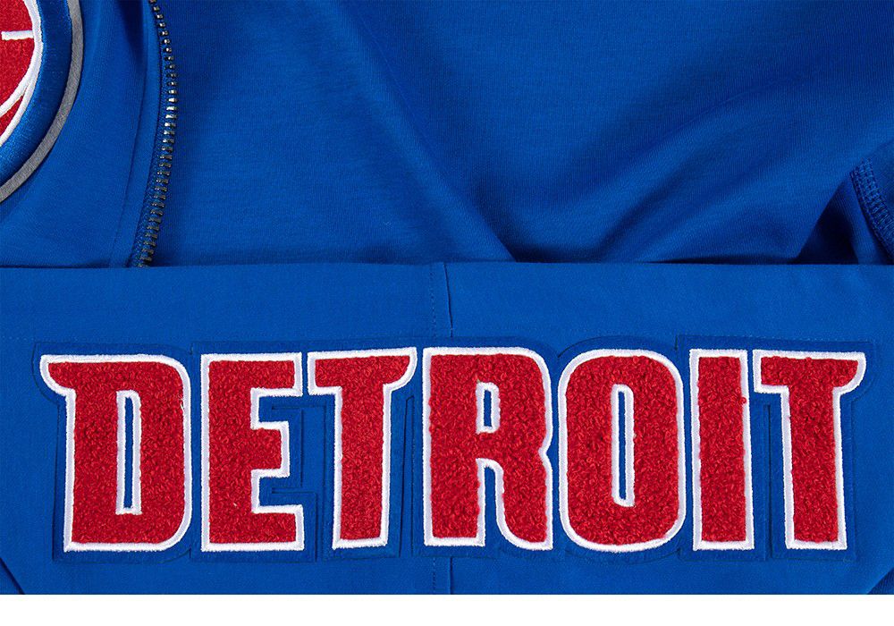 Pro Standard Men's Detroit Pistons Blue Classic Chenille Full Zip Hoodie product image