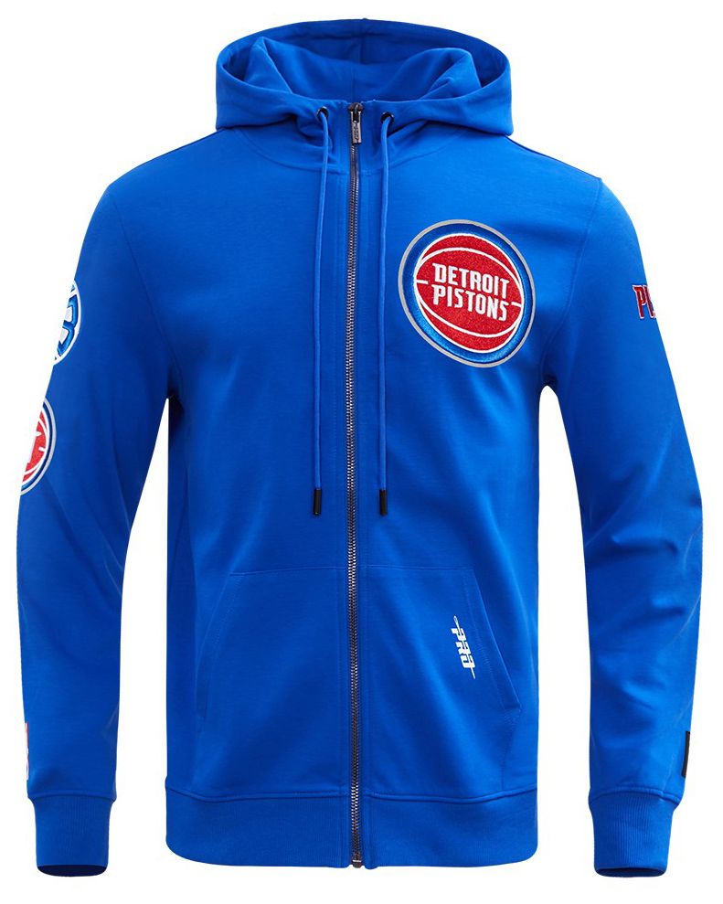 Pro Standard Men's Detroit Pistons Blue Classic Chenille Full Zip Hoodie product image