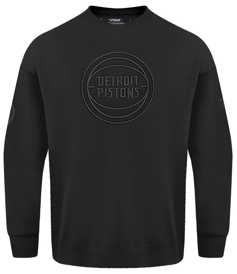 Pro Standard Men's Detroit Pistons Black Neutral Drop Fleece Crew Sweatshirt product image