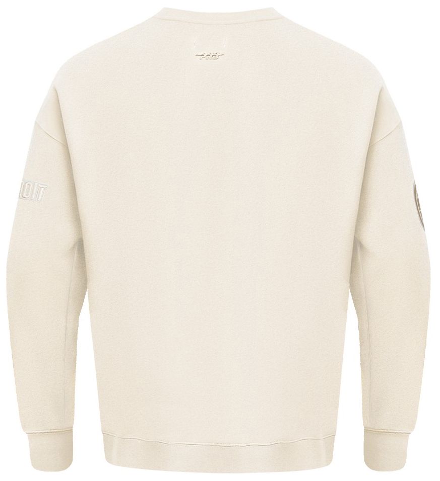 Pro Standard Men's Detroit Pistons Off White Neutral Drop Fleece Crew Sweatshirt product image