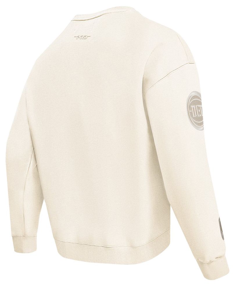 Pro Standard Men's Detroit Pistons Off White Neutral Drop Fleece Crew Sweatshirt product image
