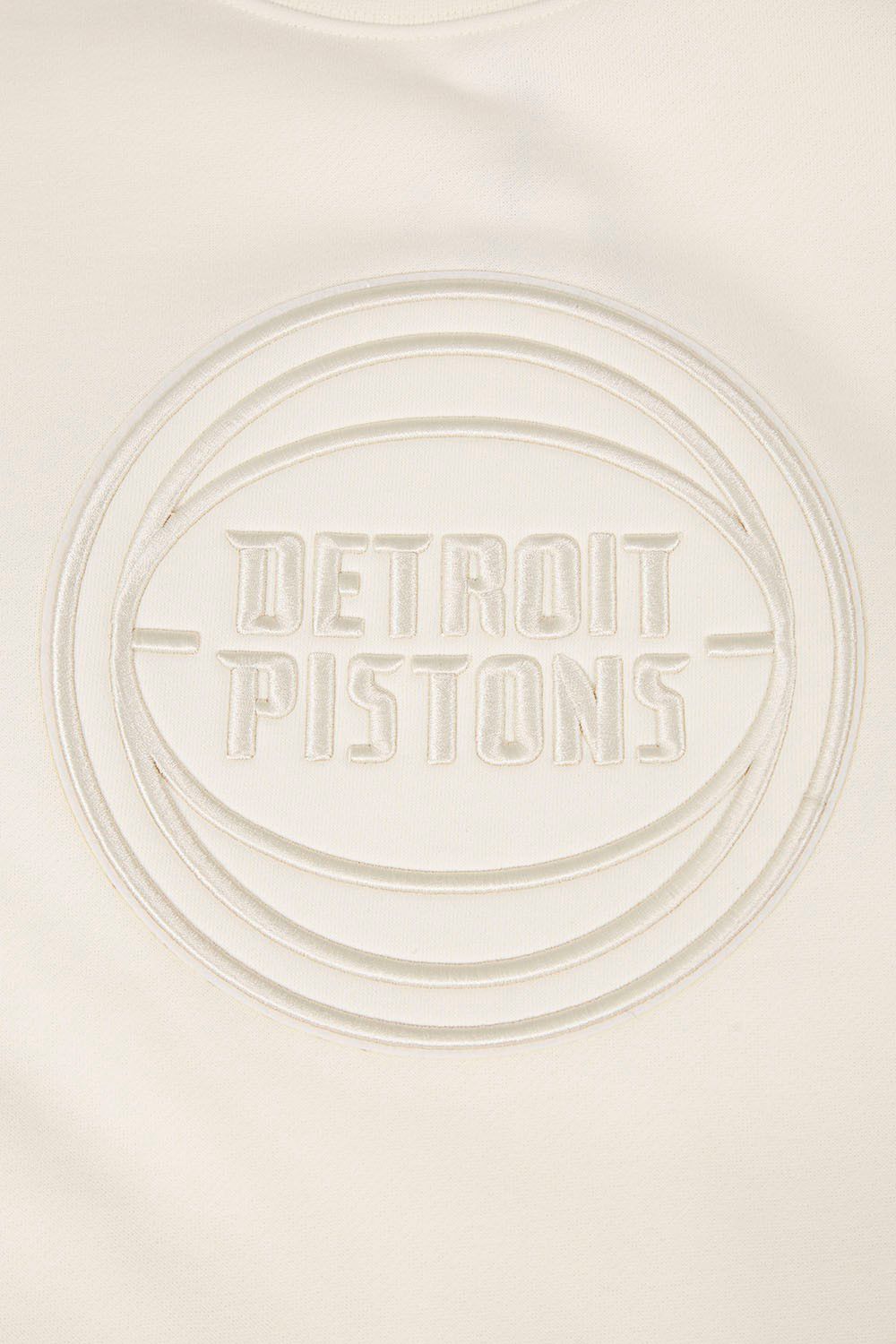 Pro Standard Men's Detroit Pistons Off White Neutral Drop Fleece Crew Sweatshirt product image