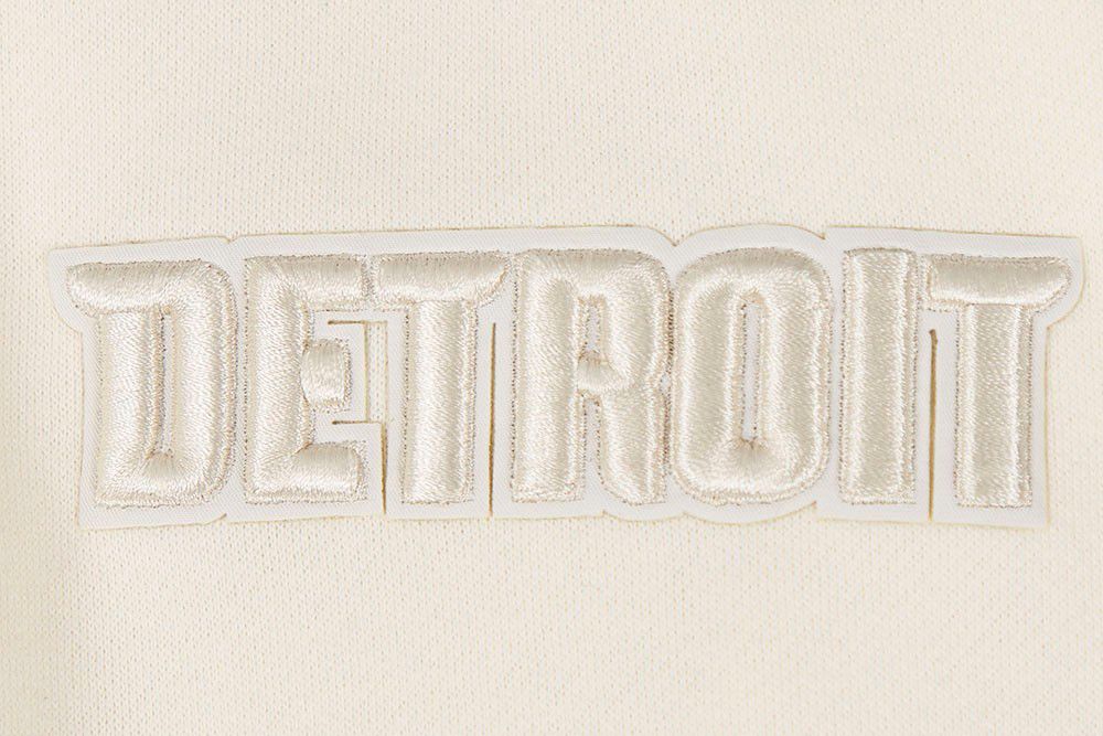 Pro Standard Men's Detroit Pistons Off White Neutral Drop Fleece Crew Sweatshirt product image