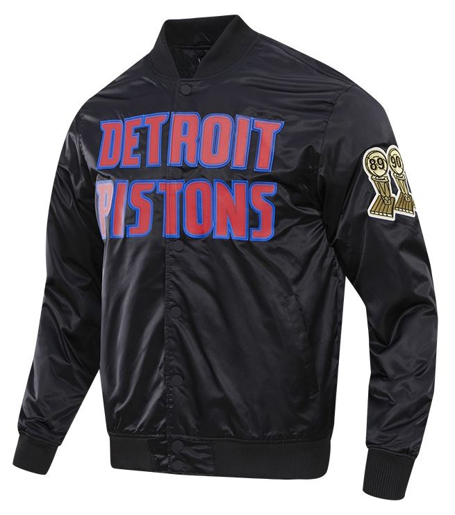 Pro Standard Men's Detroit Pistons Black Big Logo Satin Jacket product image