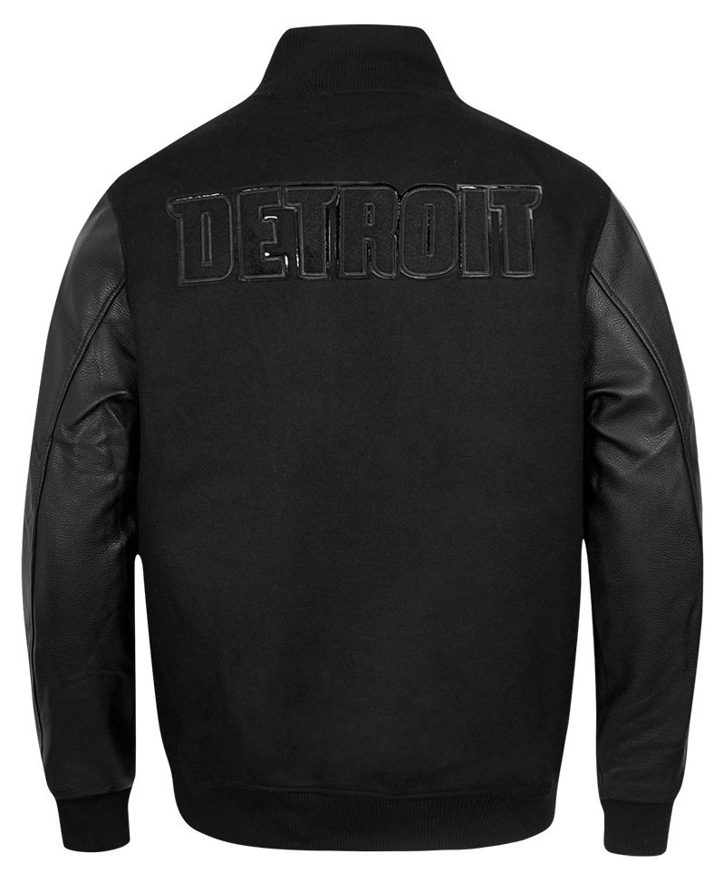 Pro Standard Men's Detroit Pistons Triple Black Wool Varsity Jacket product image