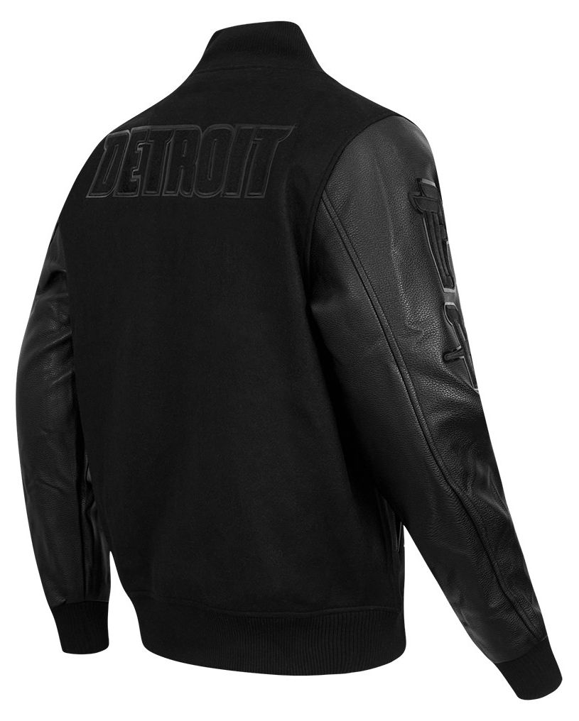 Pro Standard Men's Detroit Pistons Triple Black Wool Varsity Jacket product image