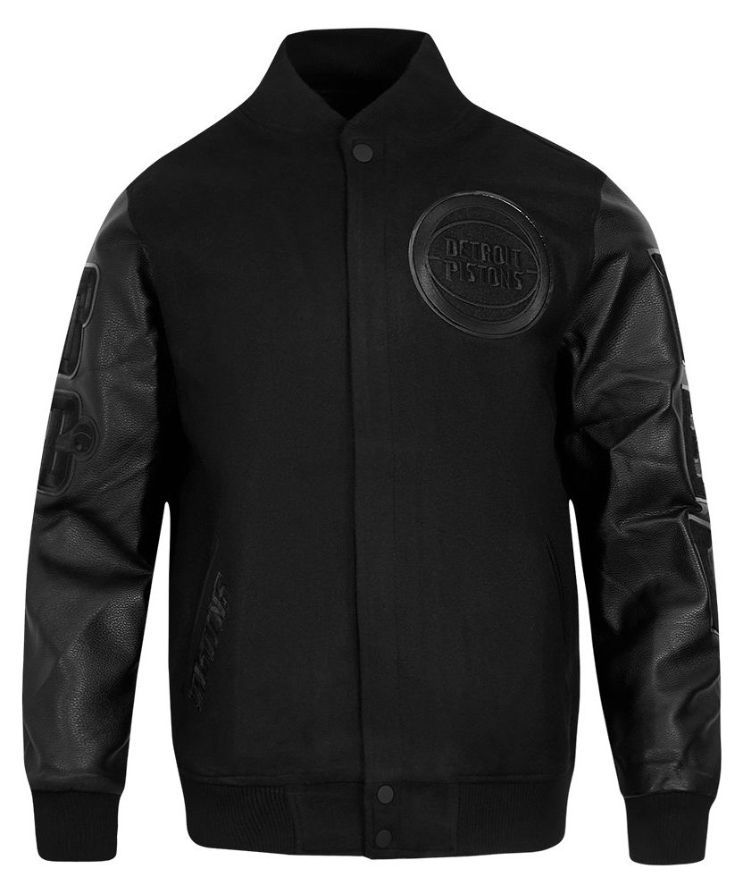 Pro Standard Men's Detroit Pistons Triple Black Wool Varsity Jacket product image