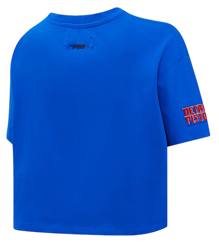 Pro Standard Women's Detroit Pistons Blue Script Tail Boxy T-Shirt product image