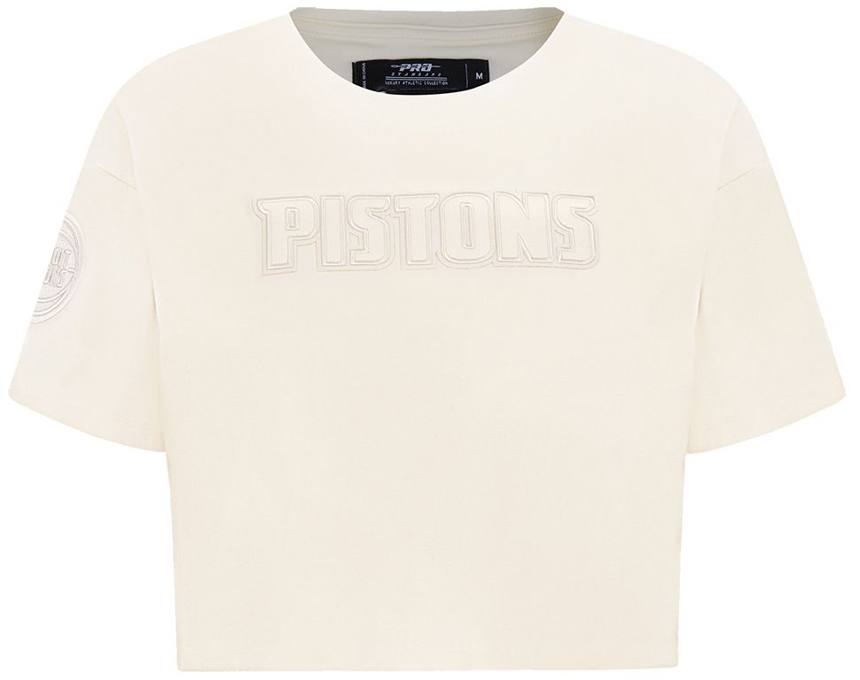 Pro Standard Women's Detroit Pistons Off-White Neutral Boxy Cropped T-Shirt product image