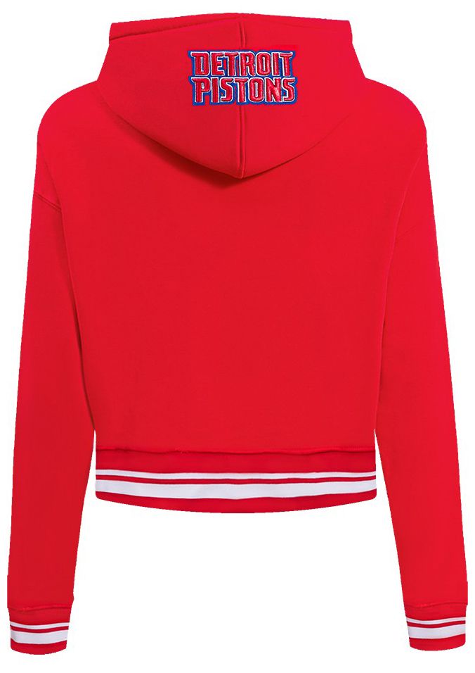 Pro Standard Women's Detroit Pistons Red Script Tail Rib Cropped Fleece Pullover Hoodie product image