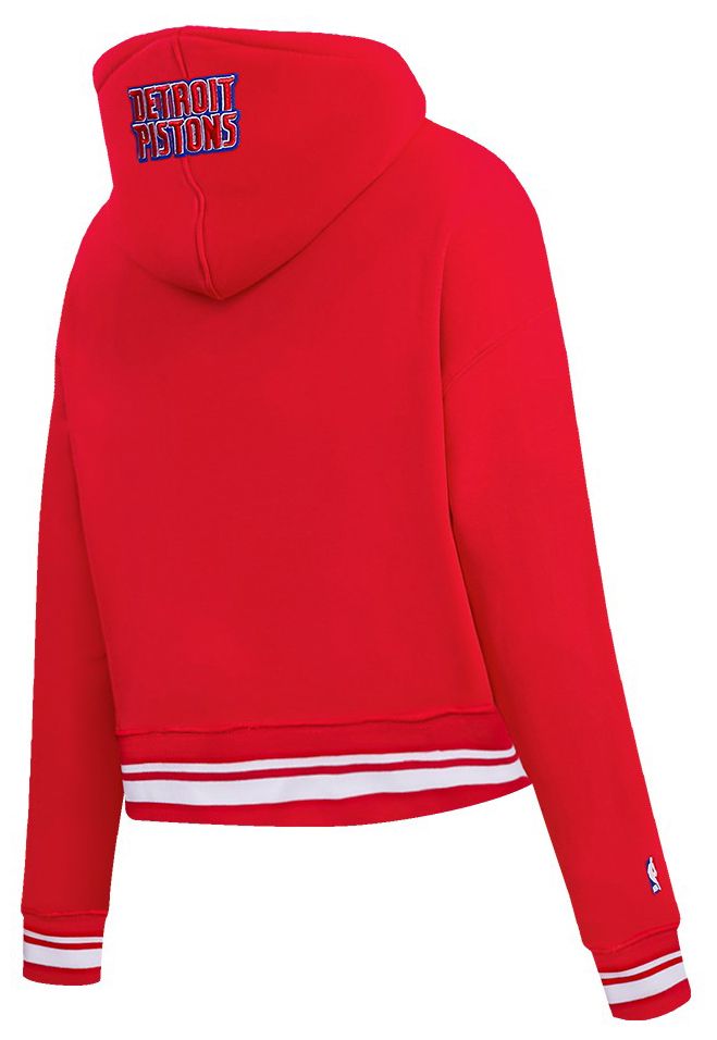 Pro Standard Women's Detroit Pistons Red Script Tail Rib Cropped Fleece Pullover Hoodie product image