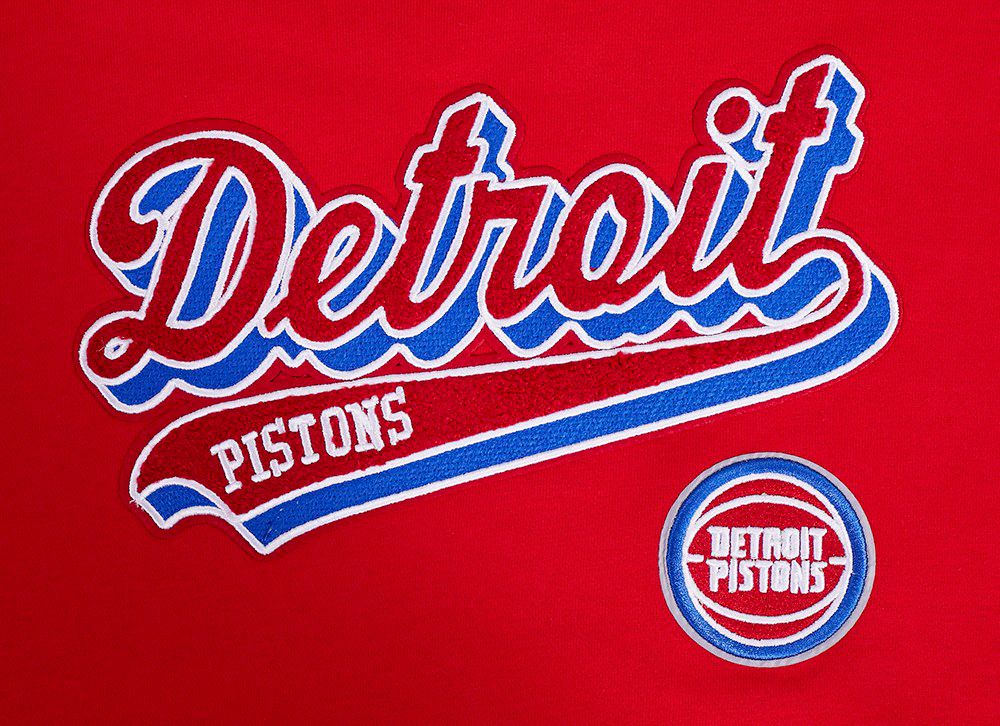 Pro Standard Women's Detroit Pistons Red Script Tail Rib Cropped Fleece Pullover Hoodie product image