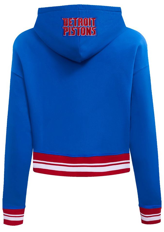 Pro Standard Women's Detroit Pistons Blue Script Tail Rib Cropped Fleece Pullover Hoodie product image