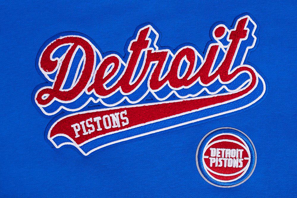 Pro Standard Women's Detroit Pistons Blue Script Tail Rib Cropped Fleece Pullover Hoodie product image