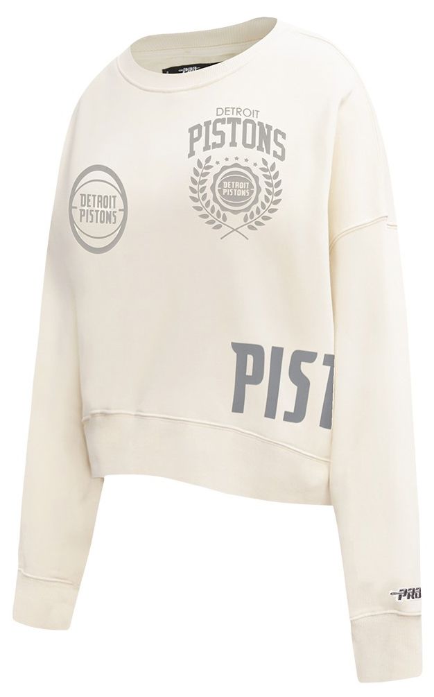 Pro Standard Women's Detroit Pistons Off White Street Team Crewneck Sweatshirt product image