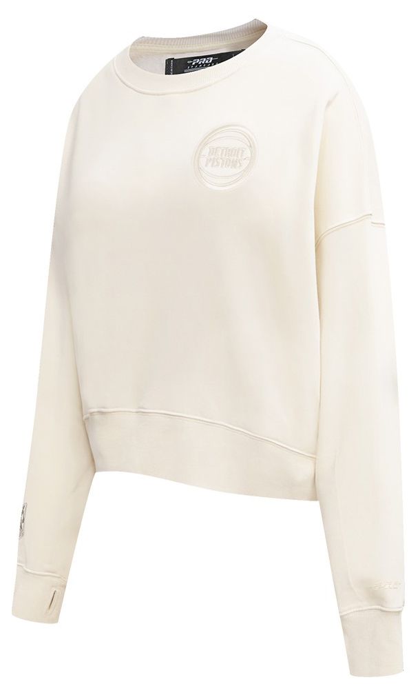 Pro Standard Women's Detroit Pistons Off White Neutral Fleece Crewneck Sweatshirt product image