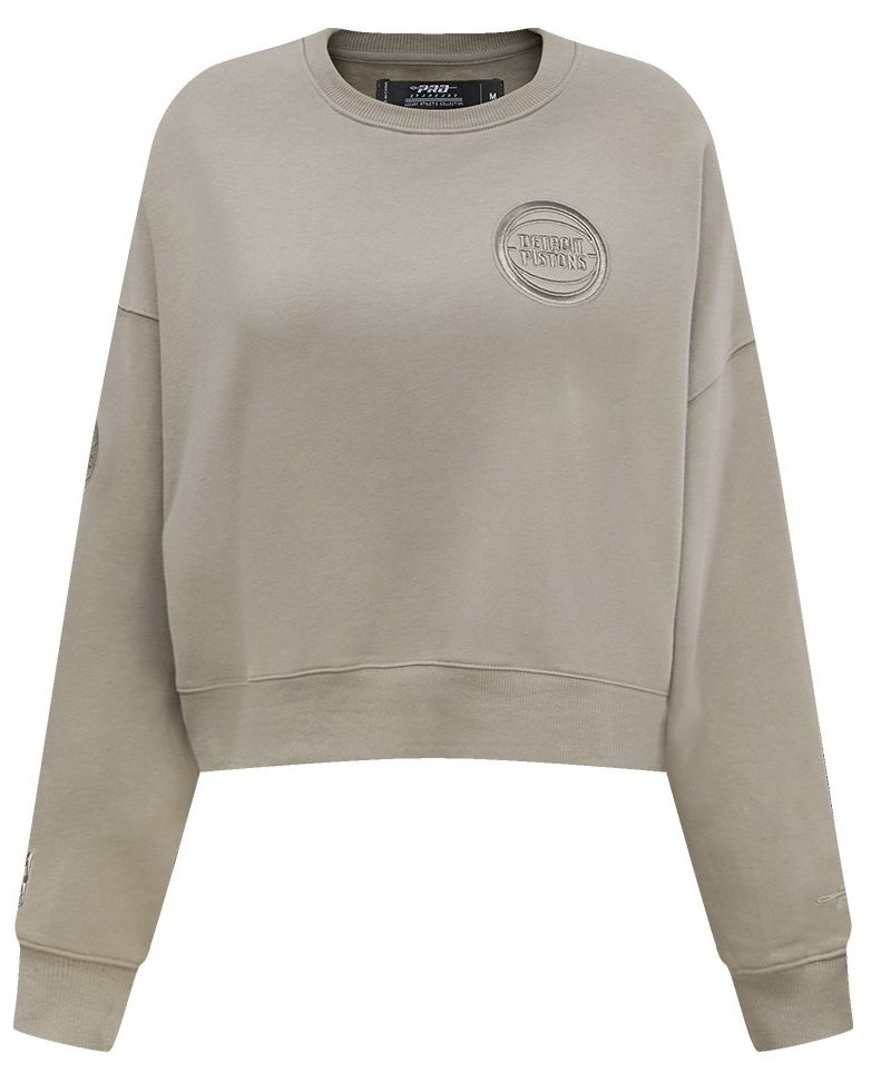 Pro Standard Women's Detroit Pistons Taupe Neutral Fleece Crewneck Sweatshirt product image
