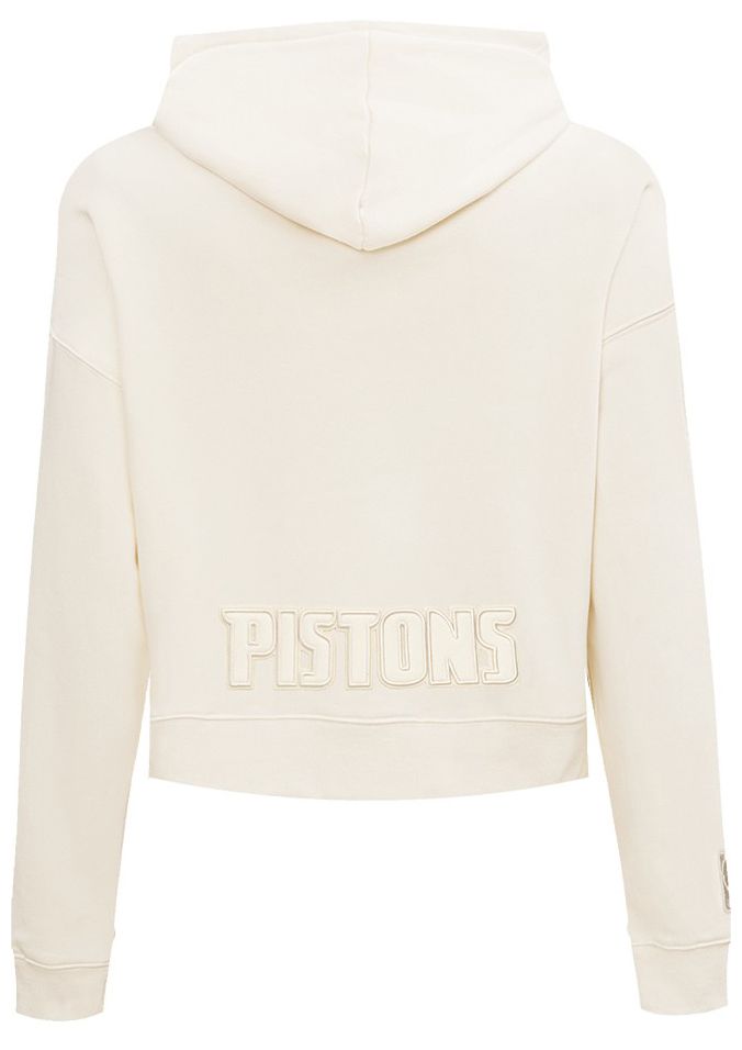 Pro Standard Women's Detroit Pistons Off White Neutral Cropped Fleece Pullover Hoodie product image