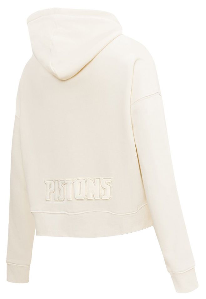 Pro Standard Women's Detroit Pistons Off White Neutral Cropped Fleece Pullover Hoodie product image