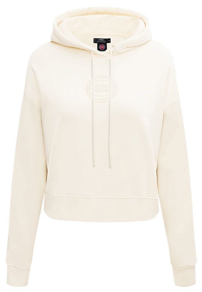 Pro Standard Women's Detroit Pistons Off White Neutral Cropped Fleece Pullover Hoodie product image