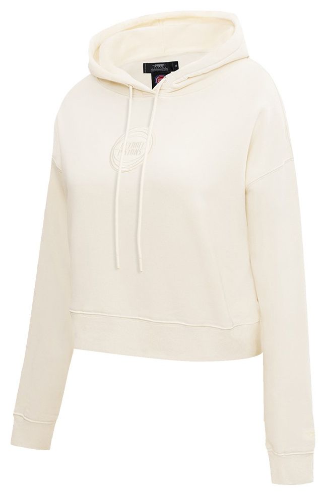Pro Standard Women's Detroit Pistons Off White Neutral Cropped Fleece Pullover Hoodie product image