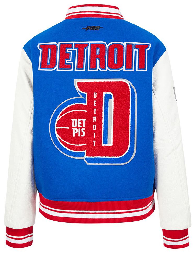 Pro Standard Women's Detroit Pistons Blue Classic Rib Wool Varsity Jacket product image